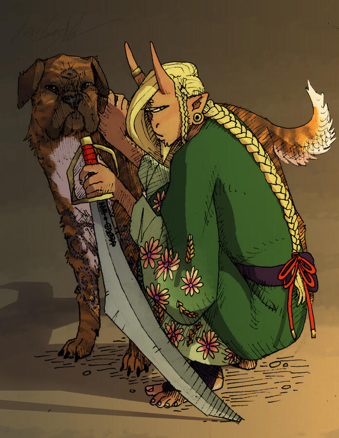 Ranapher (Brother of Midas) and his hunting dog Boxx